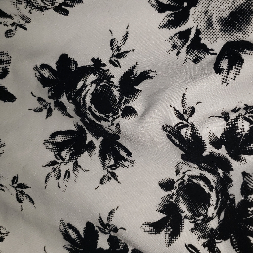 Trixxie dress Size Large; Sheer black neckline, white base and black roses